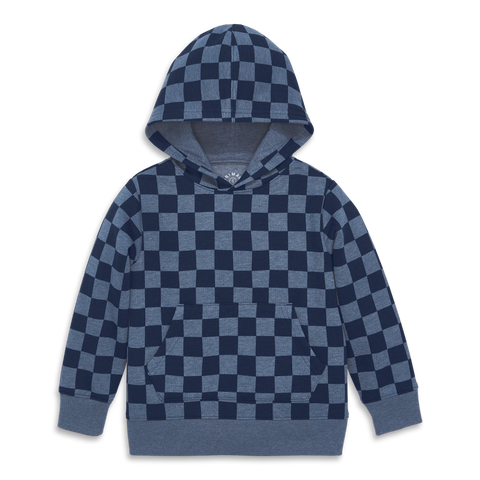 Kids Cozy Fleece Pullover Hoodie In Checkerboard