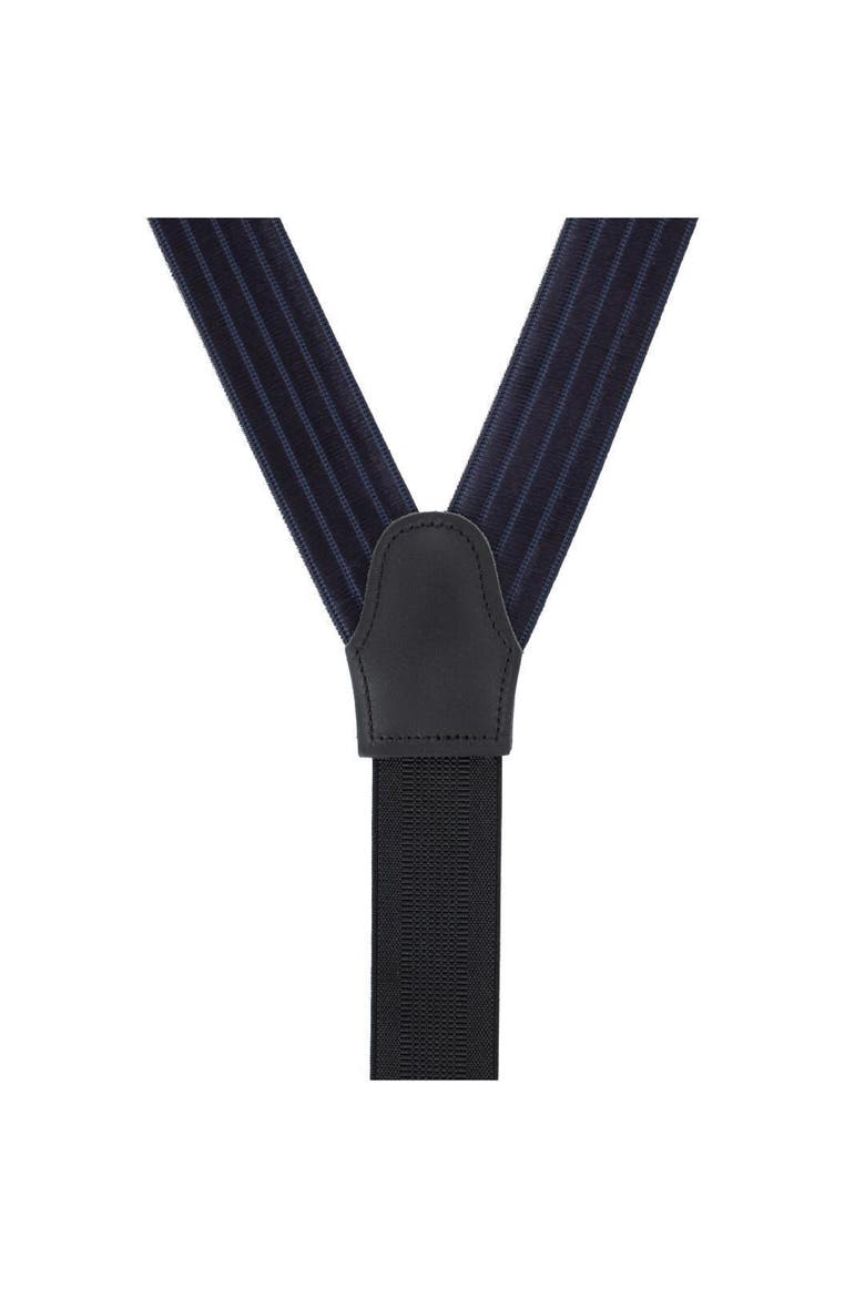 Jefferson Brushed Pinstripe Elastic Formal End Suspenders, Alternate, color, Navy Blue