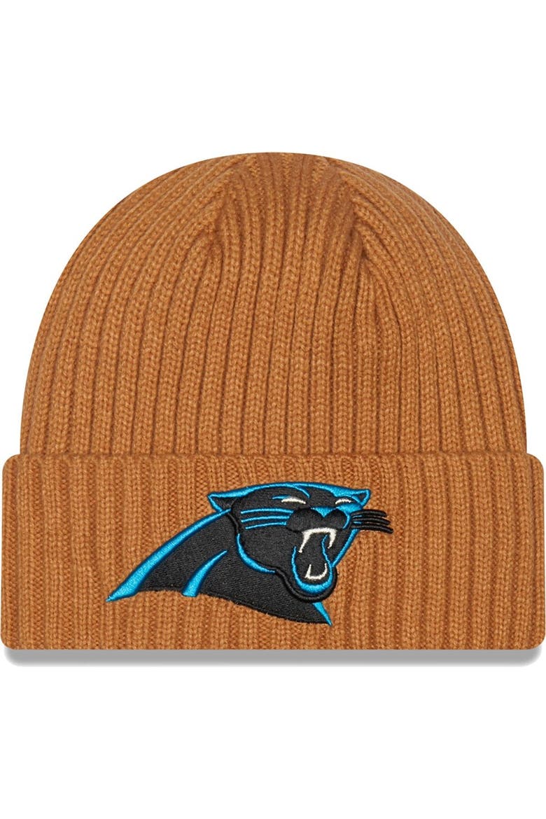 Men's New Era Brown Carolina Panthers Core Classic Cuffed Knit Hat, Main, color, Brown