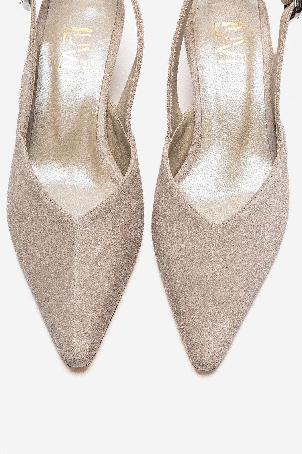 Dioris Leather Slingback Kitten Heel Pump, Alternate, color, Beige Suede