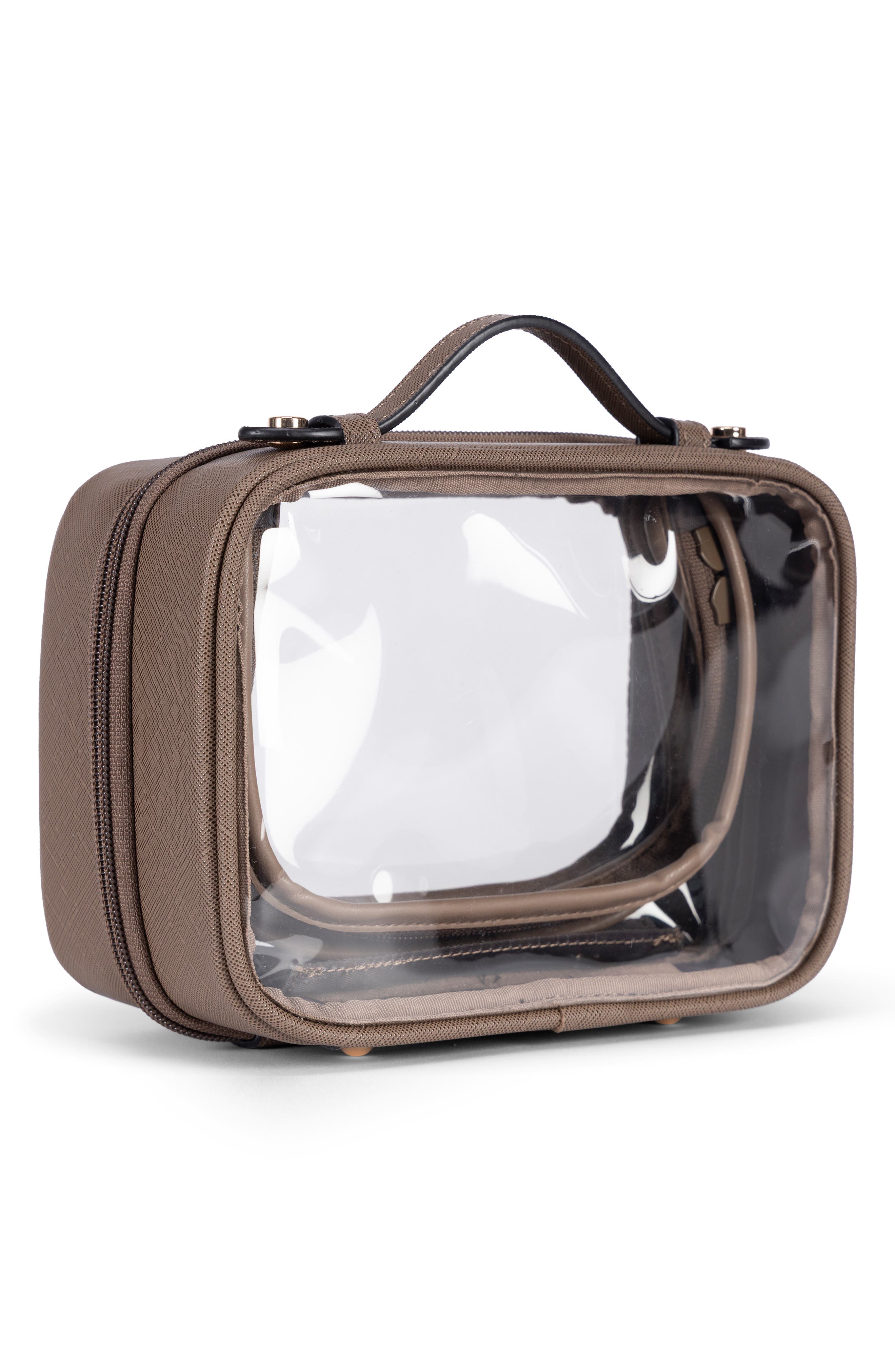 Small Clear Cosmetics Case, Alternate, color, MOCHA