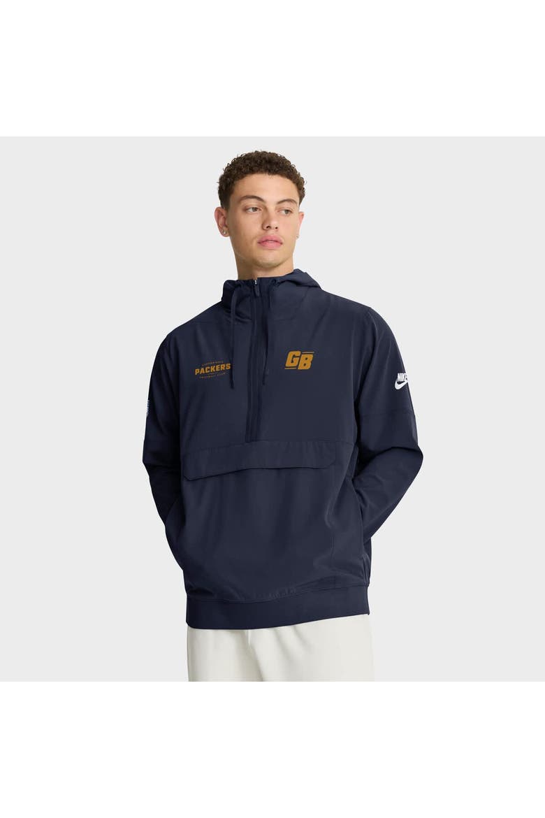 Men's Nike Navy Green Bay Packers The 1923 Classic Sideline Half-Zip Anorak Jacket, Alternate, color, Navy