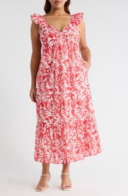 SUGARLIPS Aster Yare Smocked Cotton Midi Sundress
