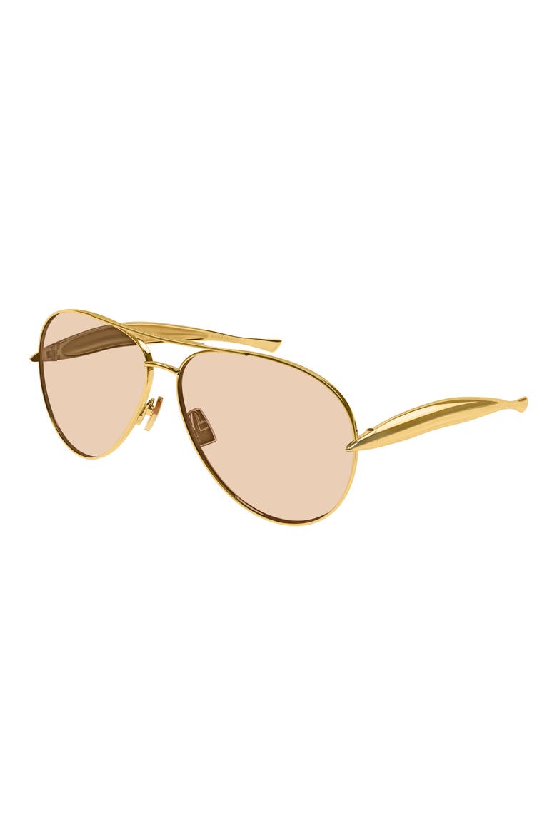 64mm Oversize Pilot Sunglasses, Alternate, color, GOLD