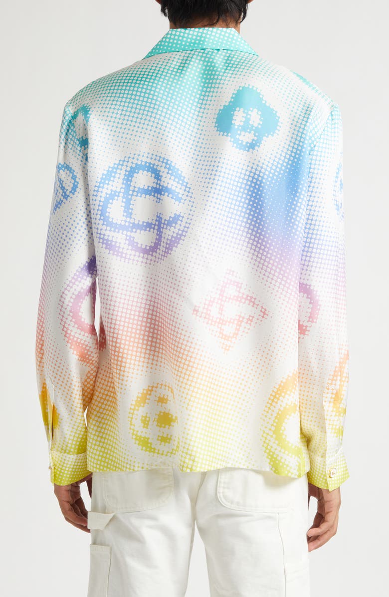 Casablanca Gradient Monogram Silk Camp Shirt, Alternate, color, Halftone Repeats Lo