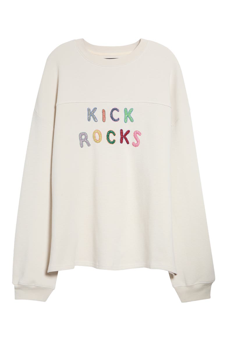 Kick Rocks Varsity Long Sleeve Cotton T-Shirt, Alternate, color, EGG WHITE JERSEY