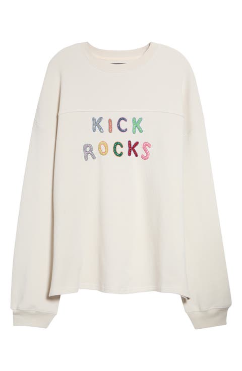 Kick Rocks Varsity Long Sleeve Cotton T-Shirt
