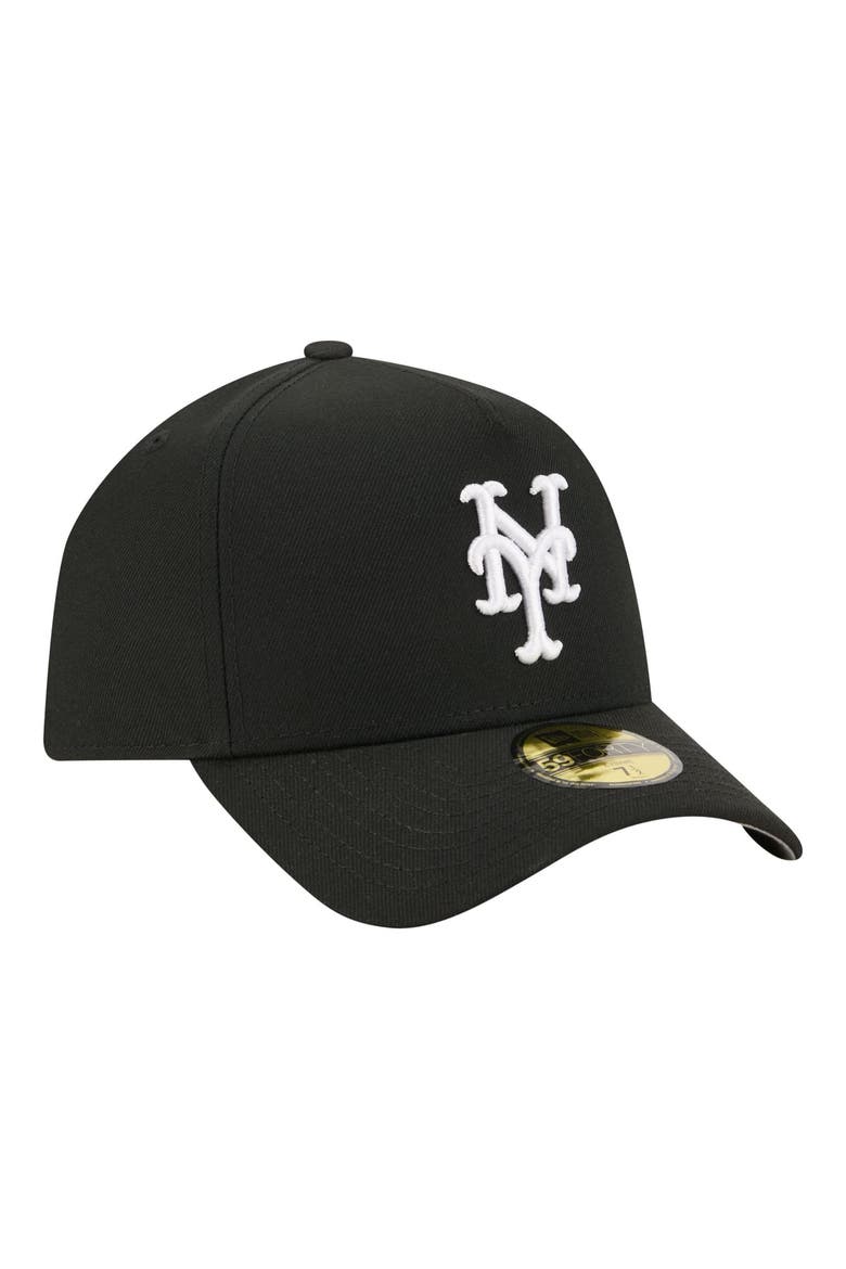 Men's New Era  Black New York Mets A-Frame 59FORTY Fitted Hat, Alternate, color, Black