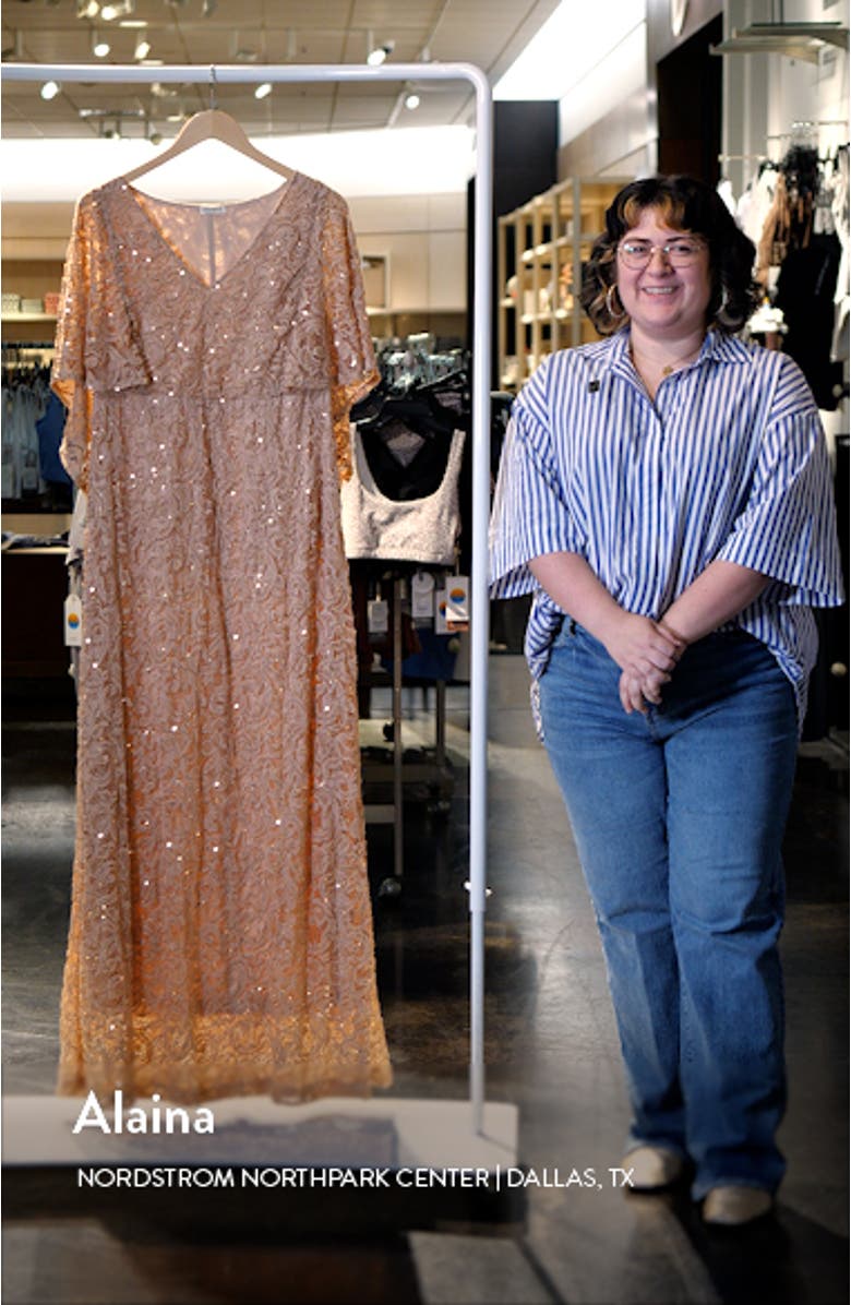 Celestial Cape Sleeve Lace Gown, sales video thumbnail