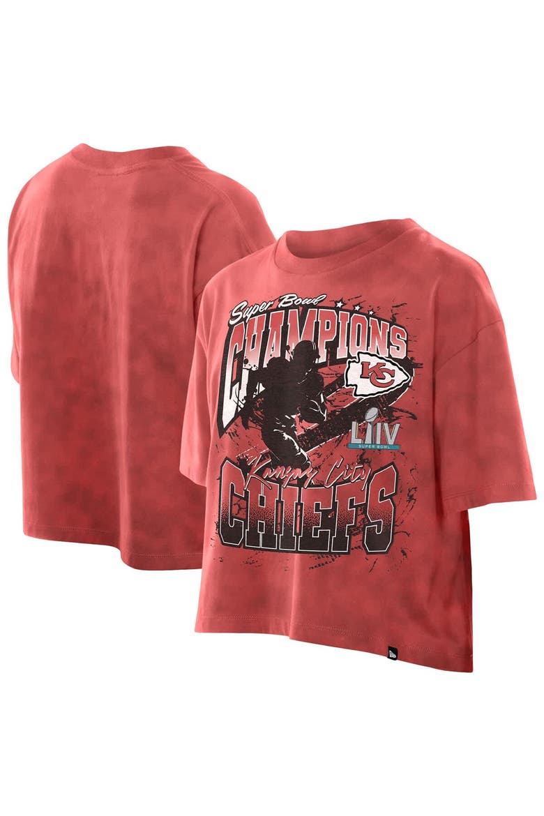 Women's New Era Red Kansas City Chiefs Cropped Boxy Sport Classics Mineral Wash T-Shirt, Main, color, Red