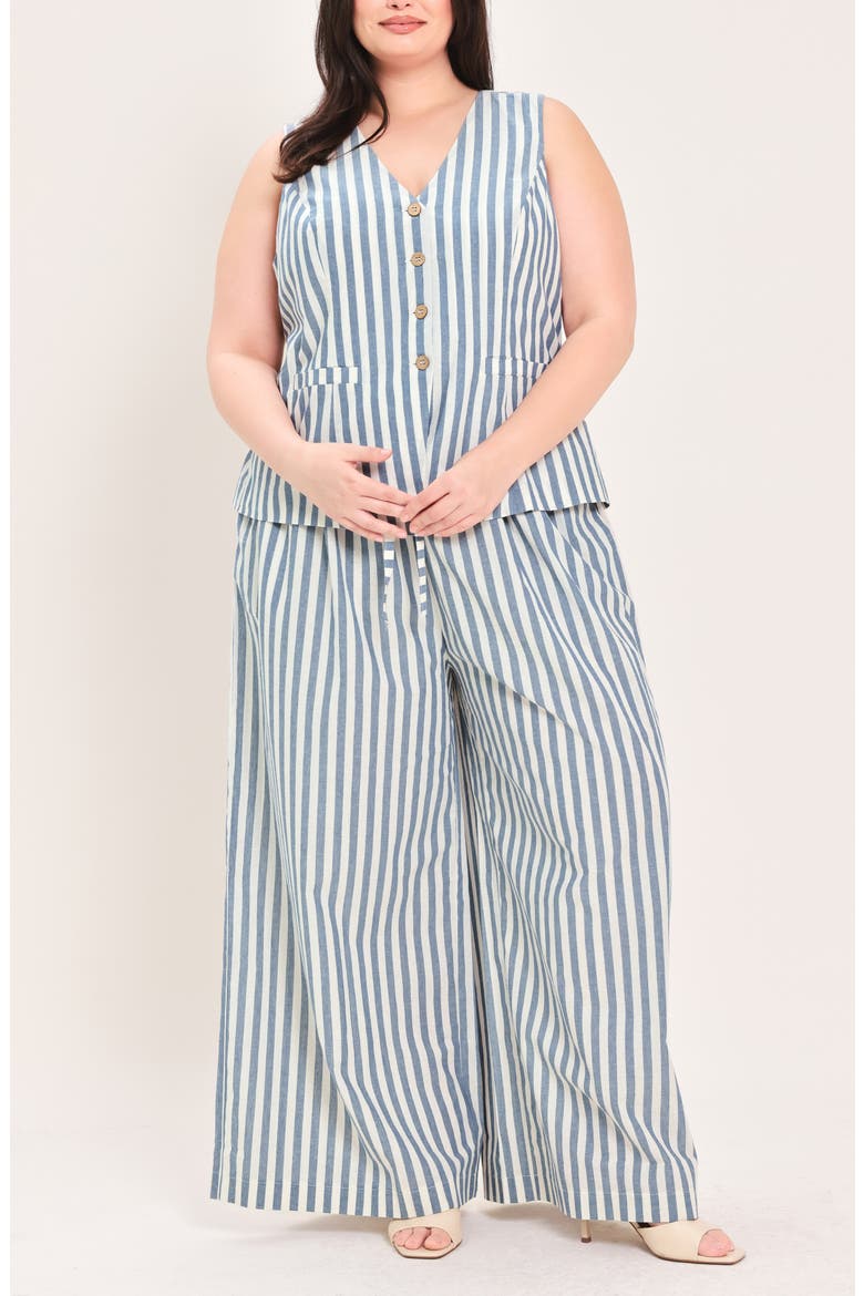 Striped Cotton Vest, Alternate, color, BLUE/ NATURAL
