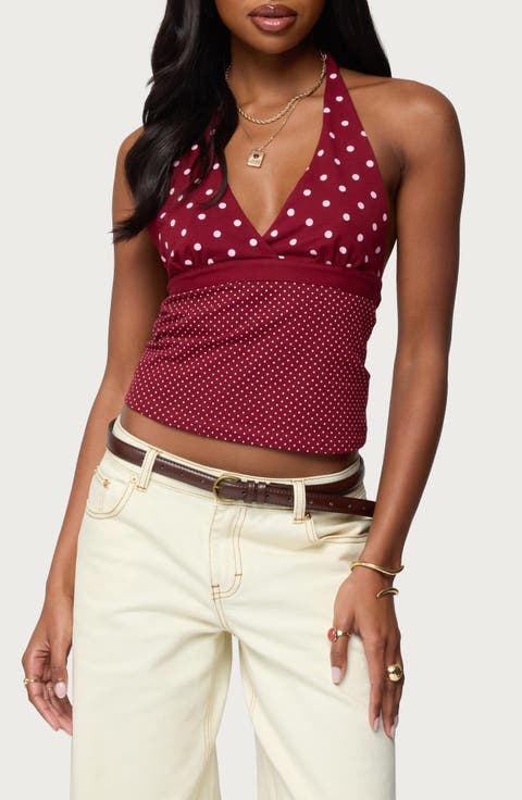 Ginny Mixed Polka Dot Halter Top