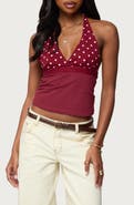 EDIKTED Ginny Mixed Polka Dot Halter Top