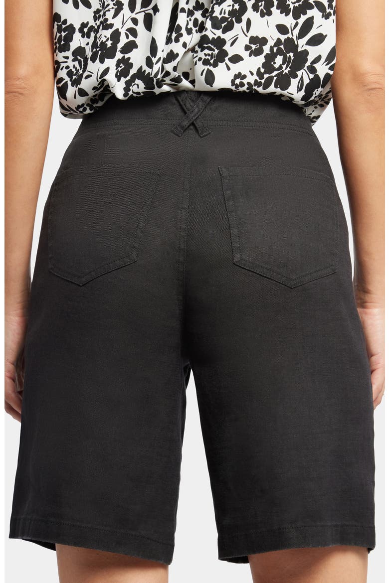 Linen Blend Bermuda Shorts, Alternate, color, BLACK