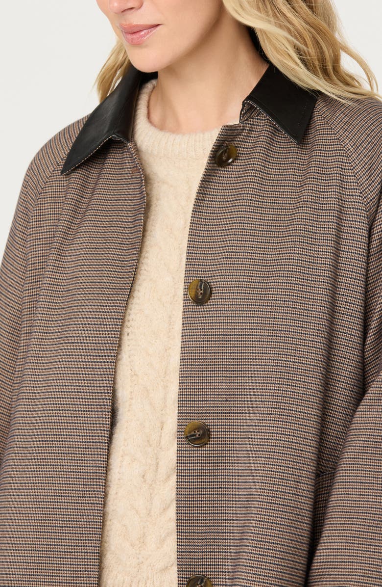 ASTR the Label Raiden Faux Leather Collared Coat, Alternate, color, Brown Plaid