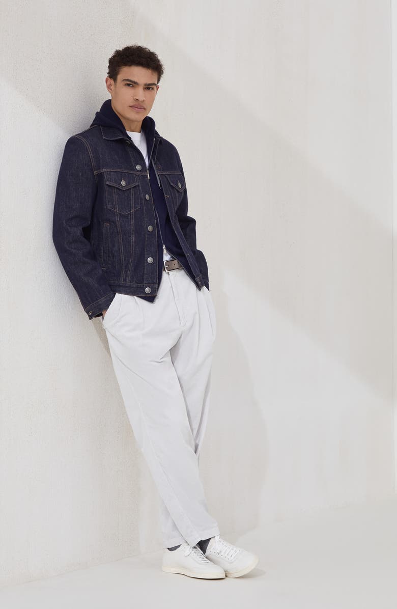 Brunello Cucinelli Sweatshirt-style cardigan, Alternate, color, Navy Blue