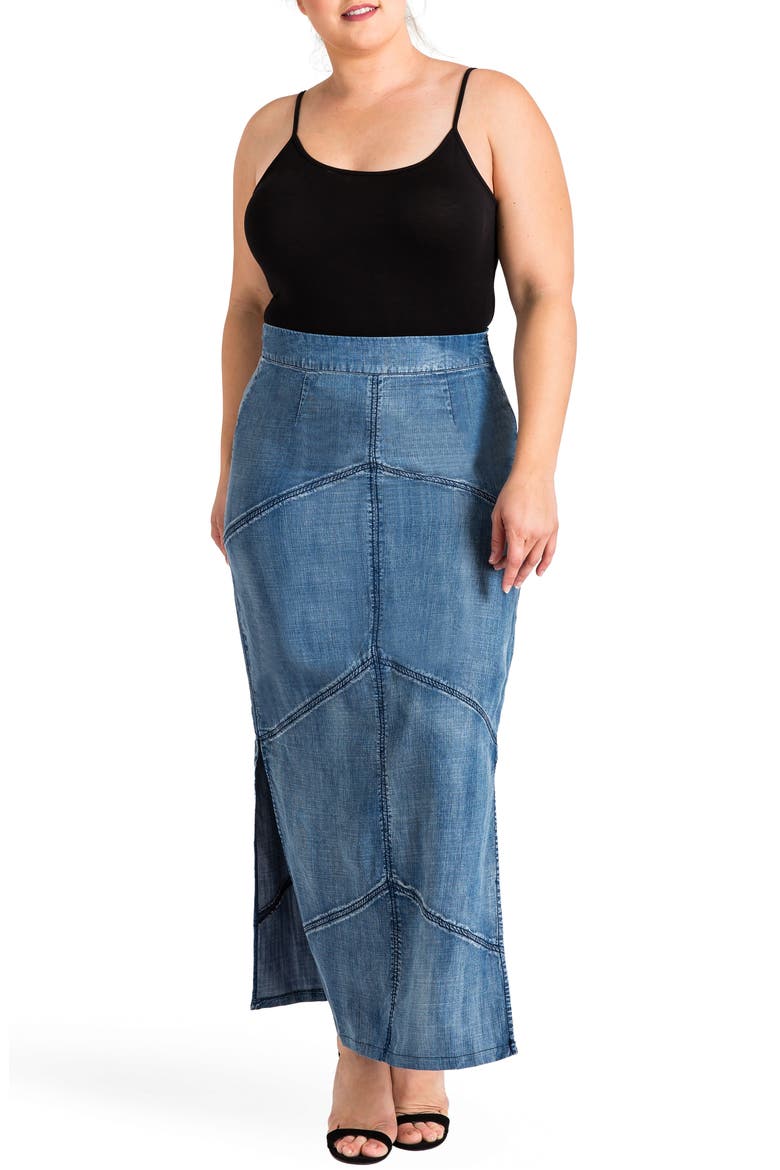 Paulina Maxi Pencil Skirt, Alternate, color, DARK BLUE