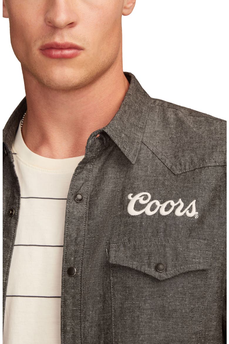 Coors® Rodeo Embroidered Cotton Graphic Snap-Up Western Shirt, Alternate, color, BLACK HEATHER