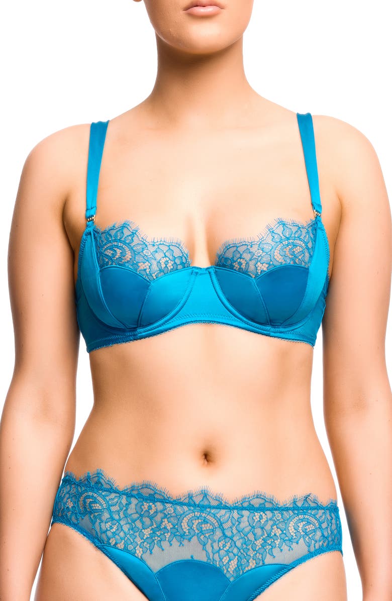 Dita Von Teese Esther Eyelash Lace & Satin Underwire Bra, Main, color, 