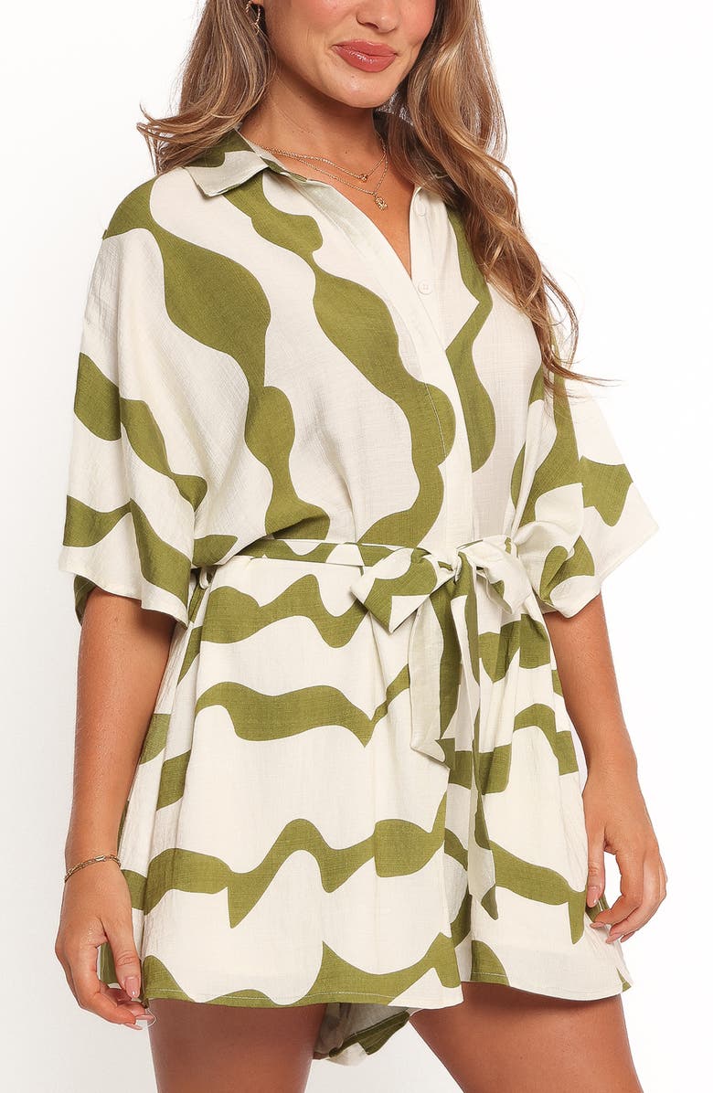 Petal & Pup Sheily Belted Romper, Alternate, color, Green