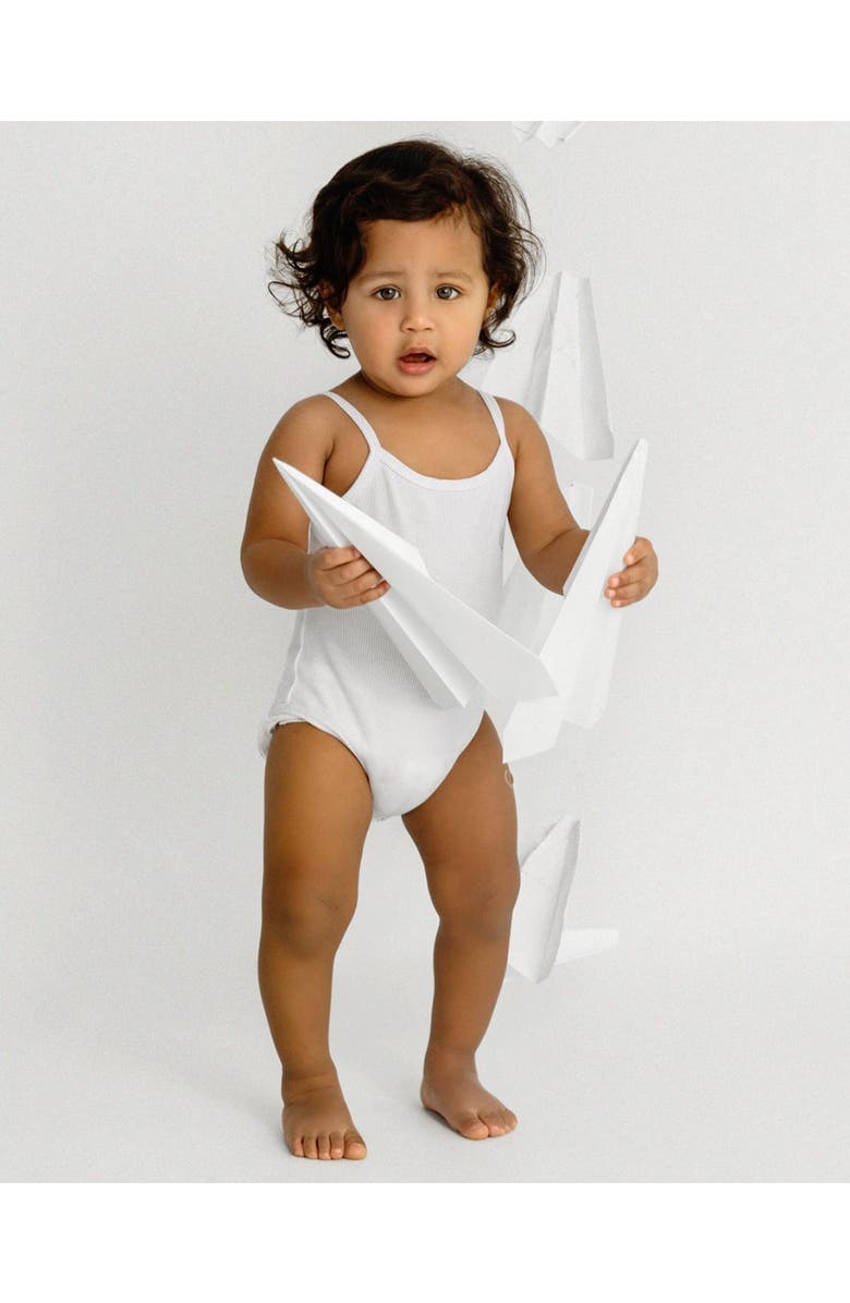MiniMoi 3 Pack Baby Ribbed Cotton-Rich Bodysuits, Alternate, color, White White White