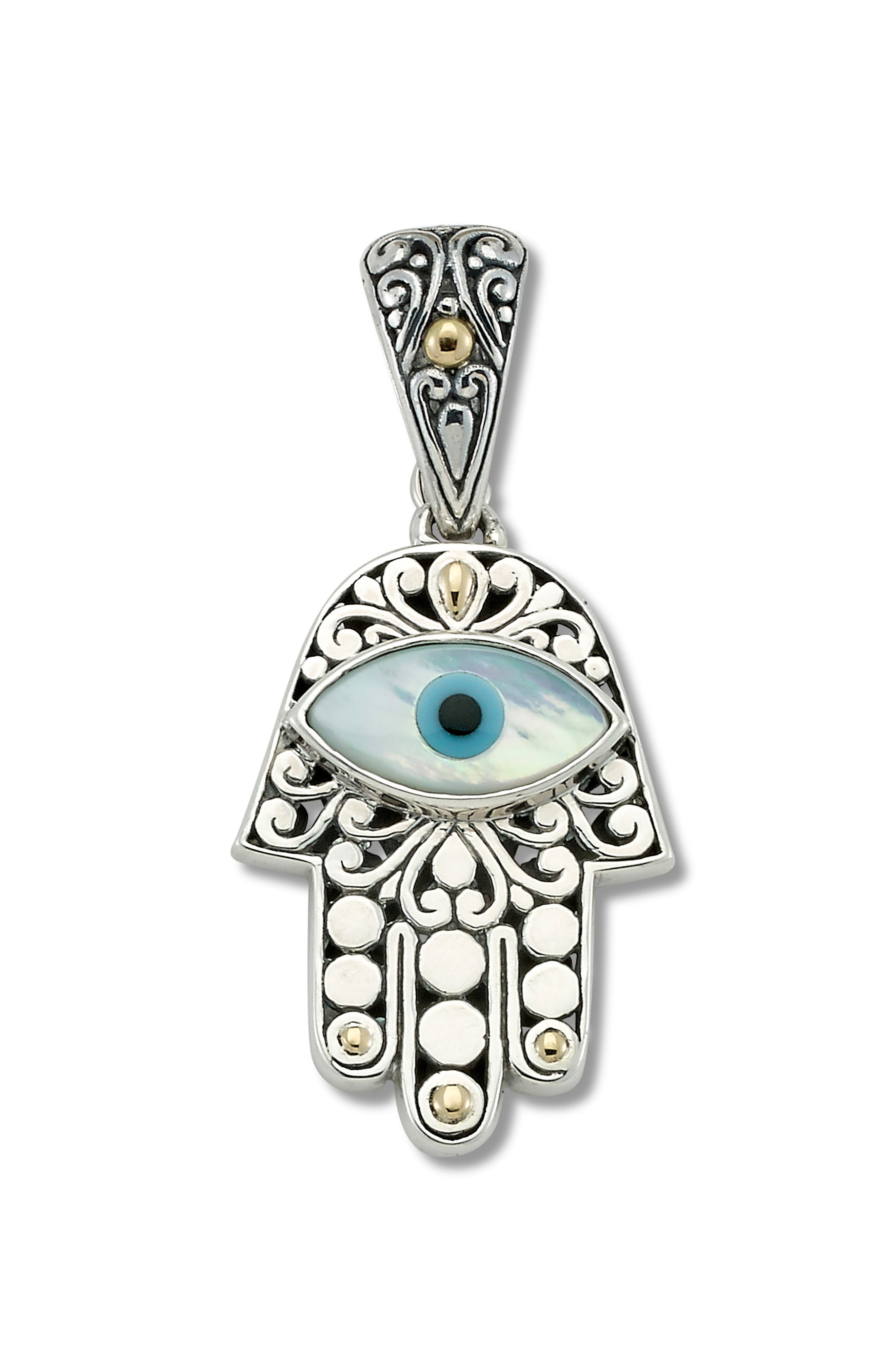 SAMUEL B. Mother-of-Pearl Evil Eye Hamsa Two-Tone Pendant