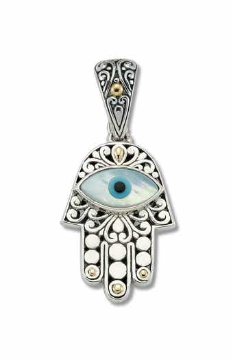 SAMUEL B. Mother-of-Pearl Evil Eye Hamsa Two-Tone Pendant
