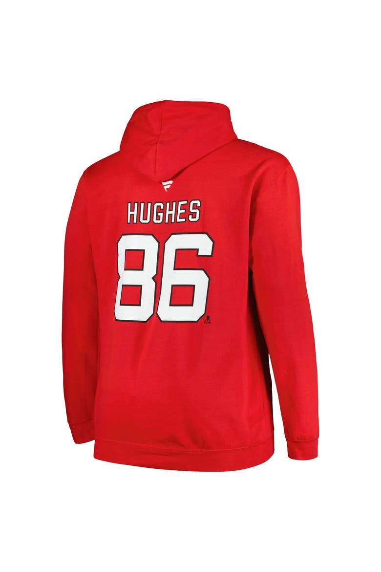 Men's Profile Jack Hughes Red New Jersey Devils Big & Tall Name & Number Pullover Hoodie, Alternate, color, Red