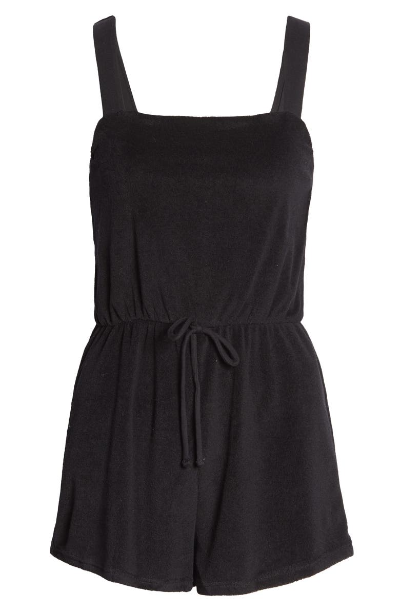 Topshop Sleeveless Square Neck Velour Cover-Up Romper, Alternate, color, 