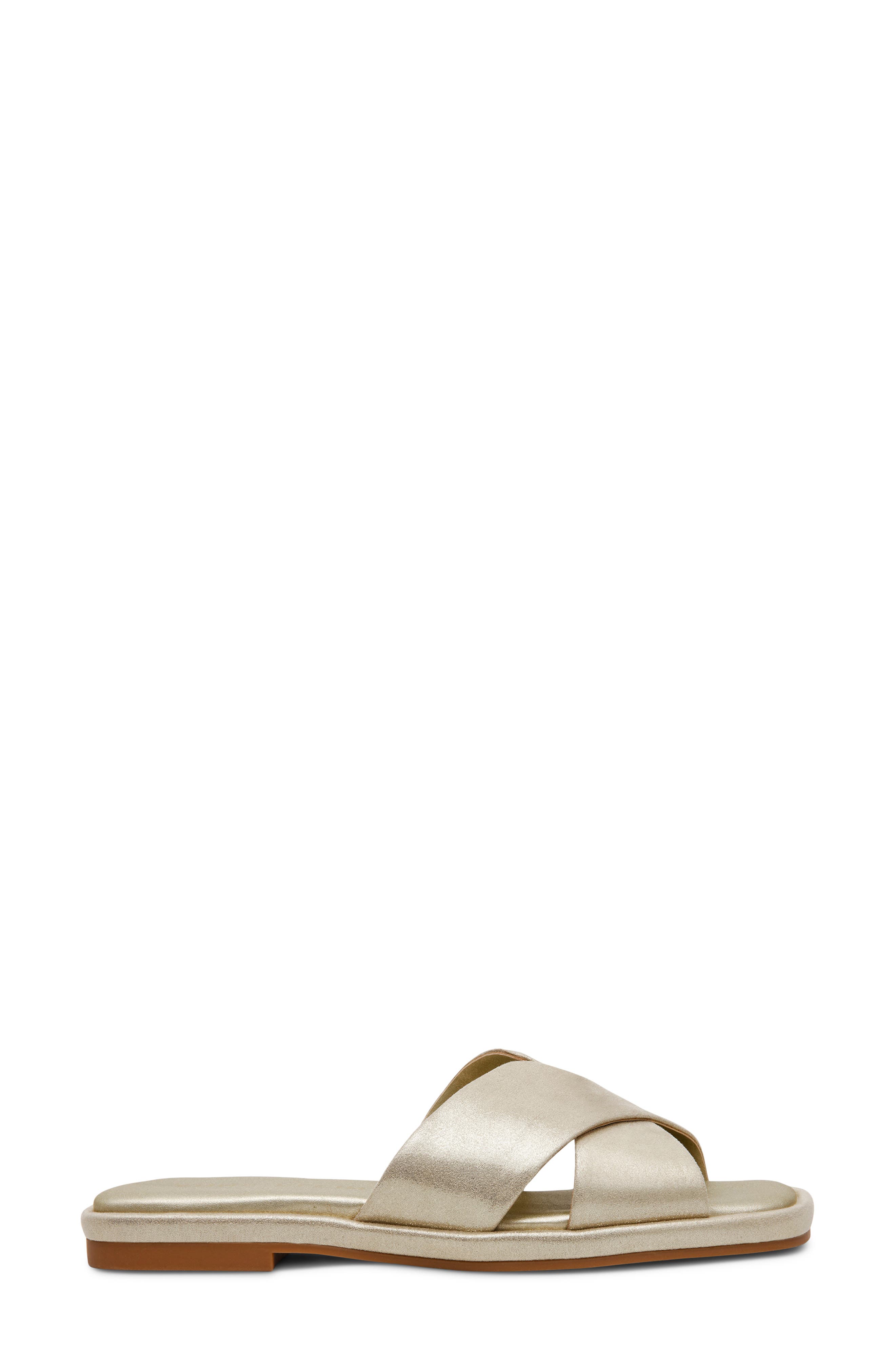 Anne Klein Khloe Crossover Strap Slide Sandal, Alternate, color, Platinum