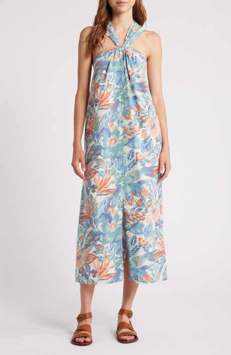 Faherty Bay Twist Seersucker Halter Dress