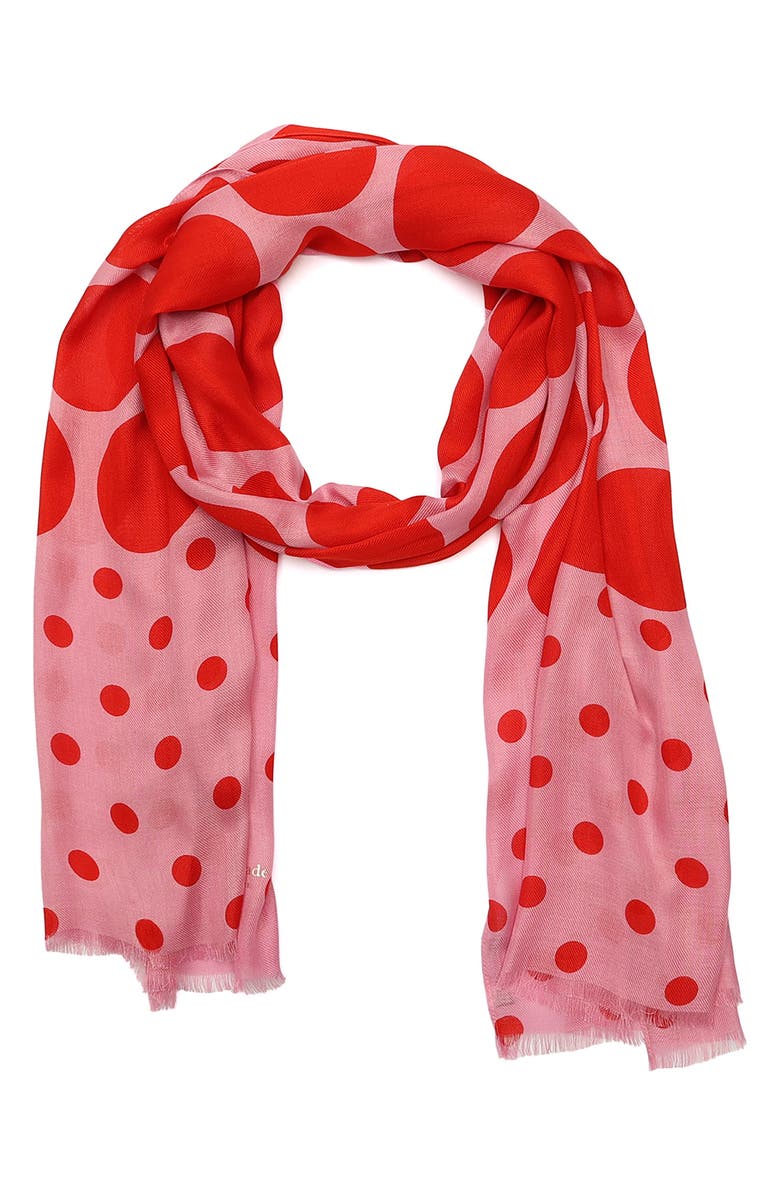 Kate Spade New York seasonless dot oblong scarf, Main, color, Classic Red Surf Pink