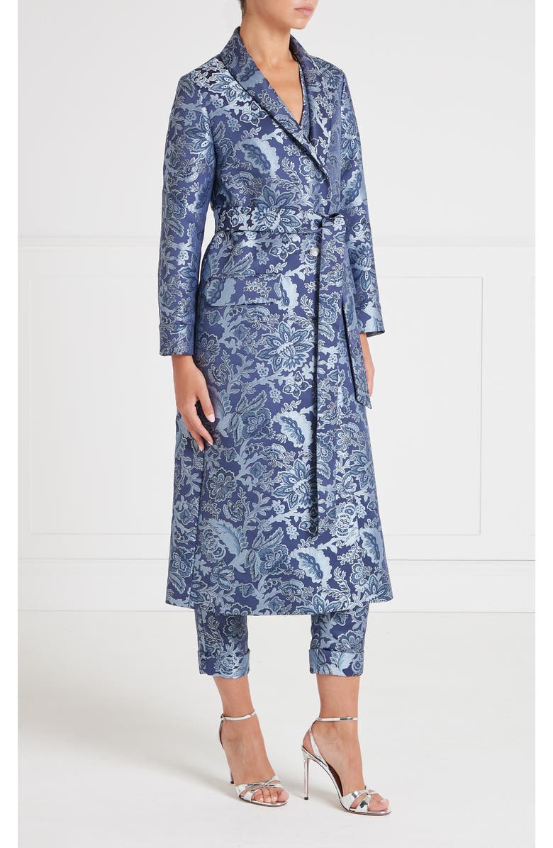 Temperley London Francis Long Coat With Belt, Alternate, color, Navy