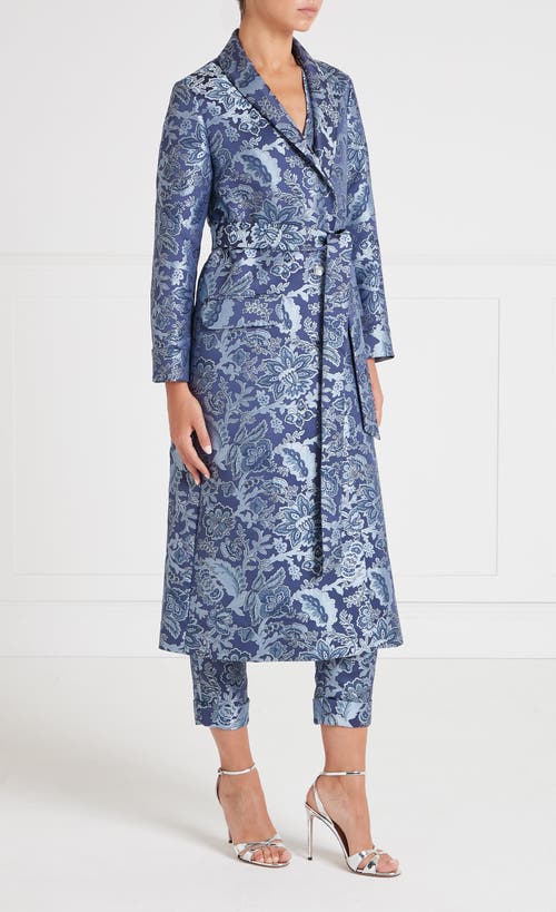 Temperley London Francis Long Coat With Belt In Blue