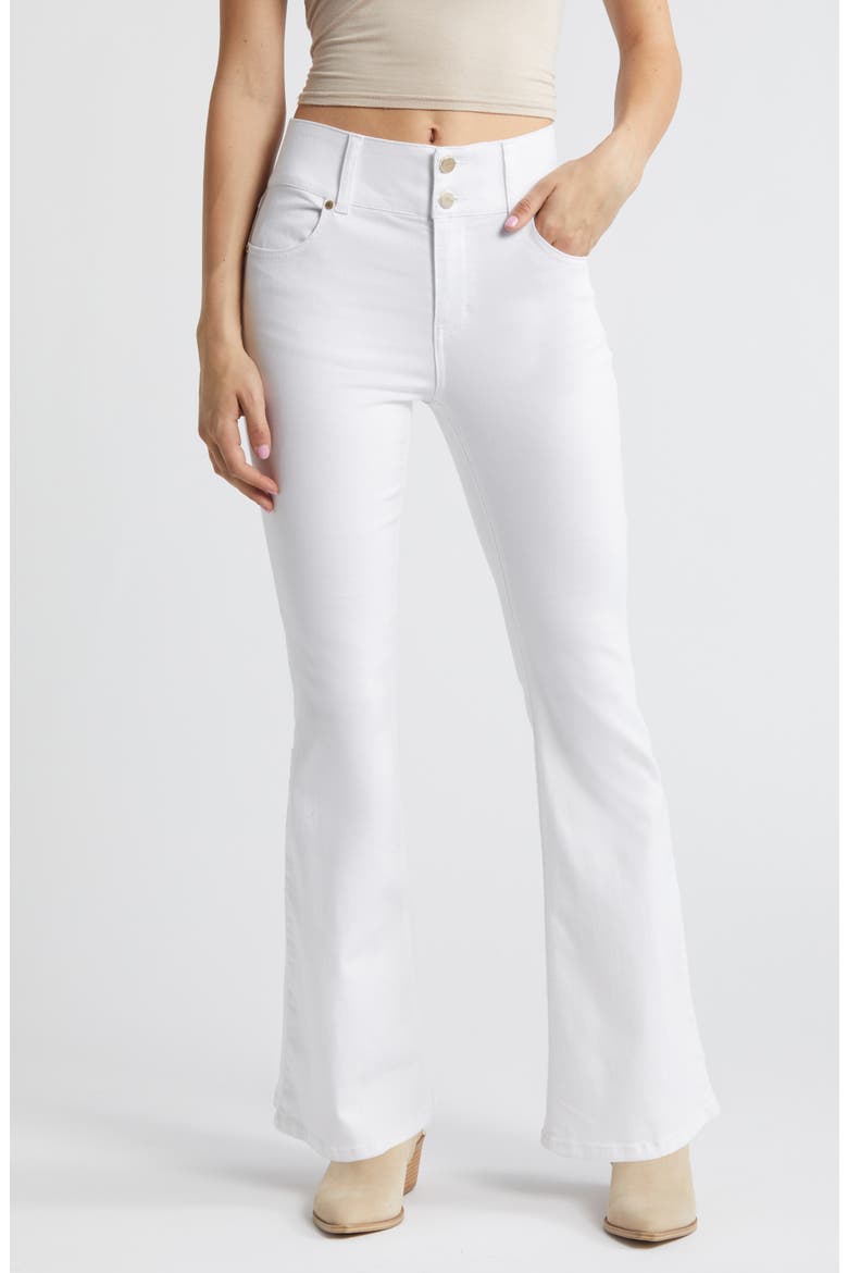 Fit & Lift High Waist Flare Jeans, Main, color, WHITE