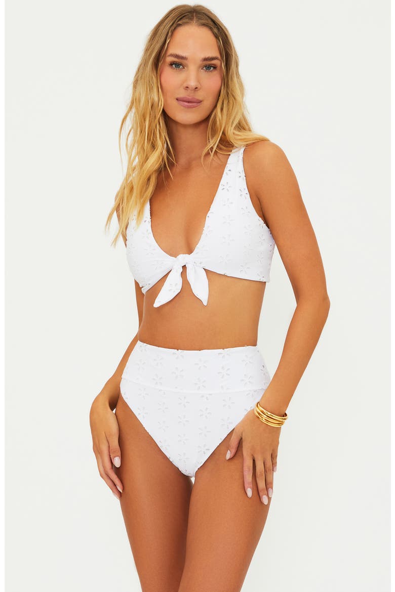 Hazel High Waist Bikini Bottoms, Alternate, color, WHITE MAGNOLIA EYELET