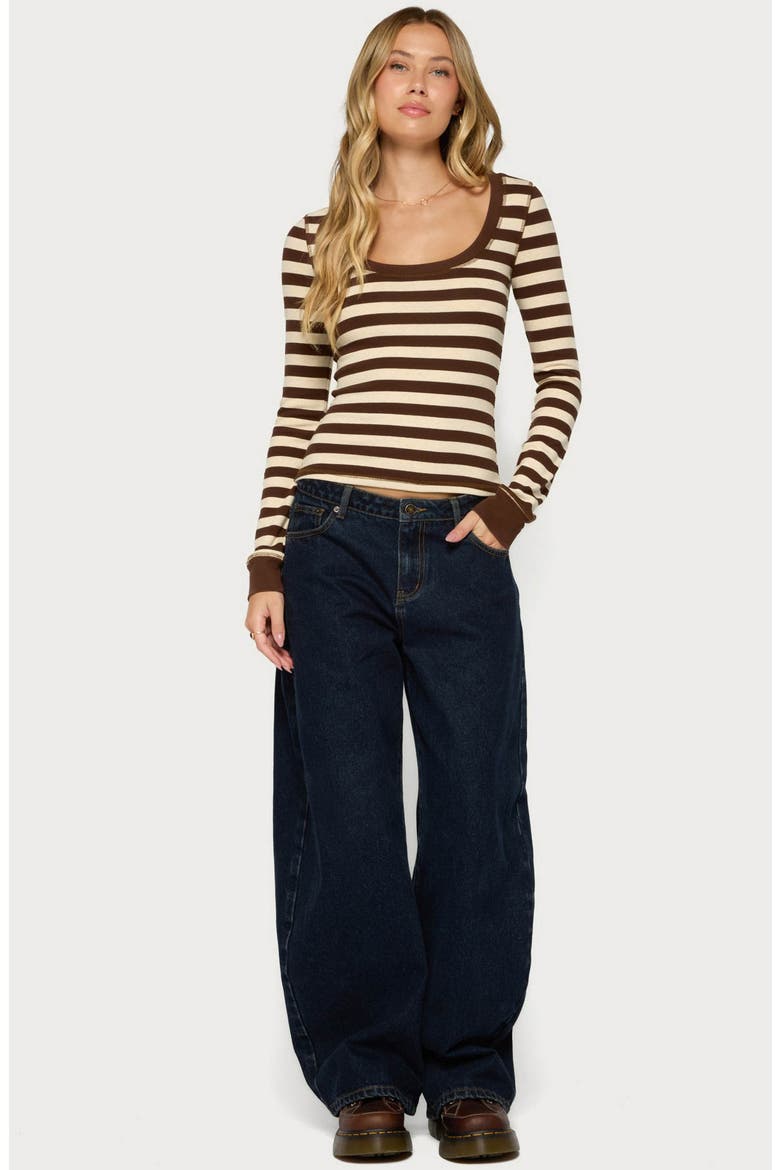 Rainey Striped Long Sleeve Top, Alternate, color, BROWN-AND-CREAM