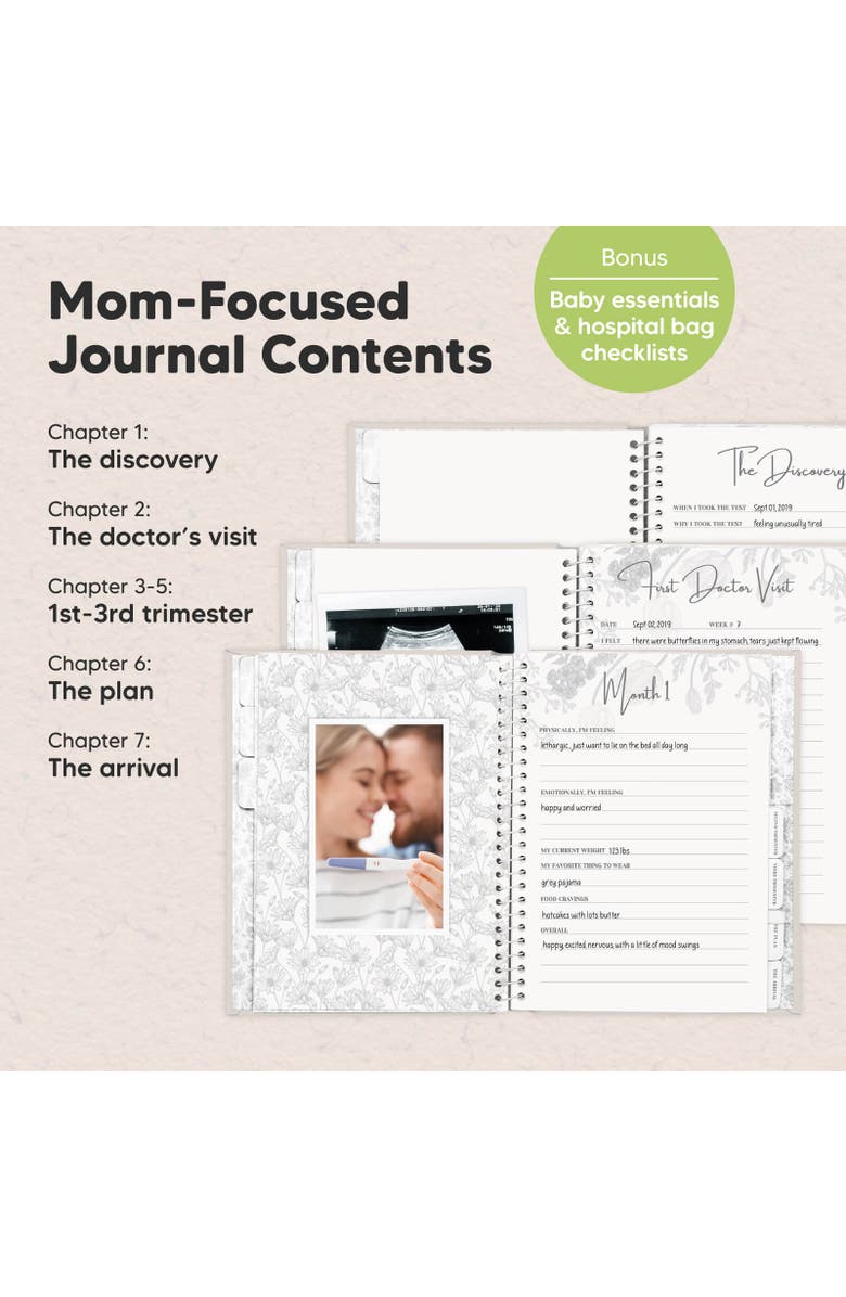 KeaBabies Blossom Pregnancy Journal, Alternate, color, Clay