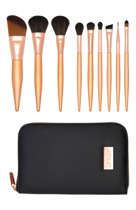 Rose Gold 9pc Makeup Travel Brush Set