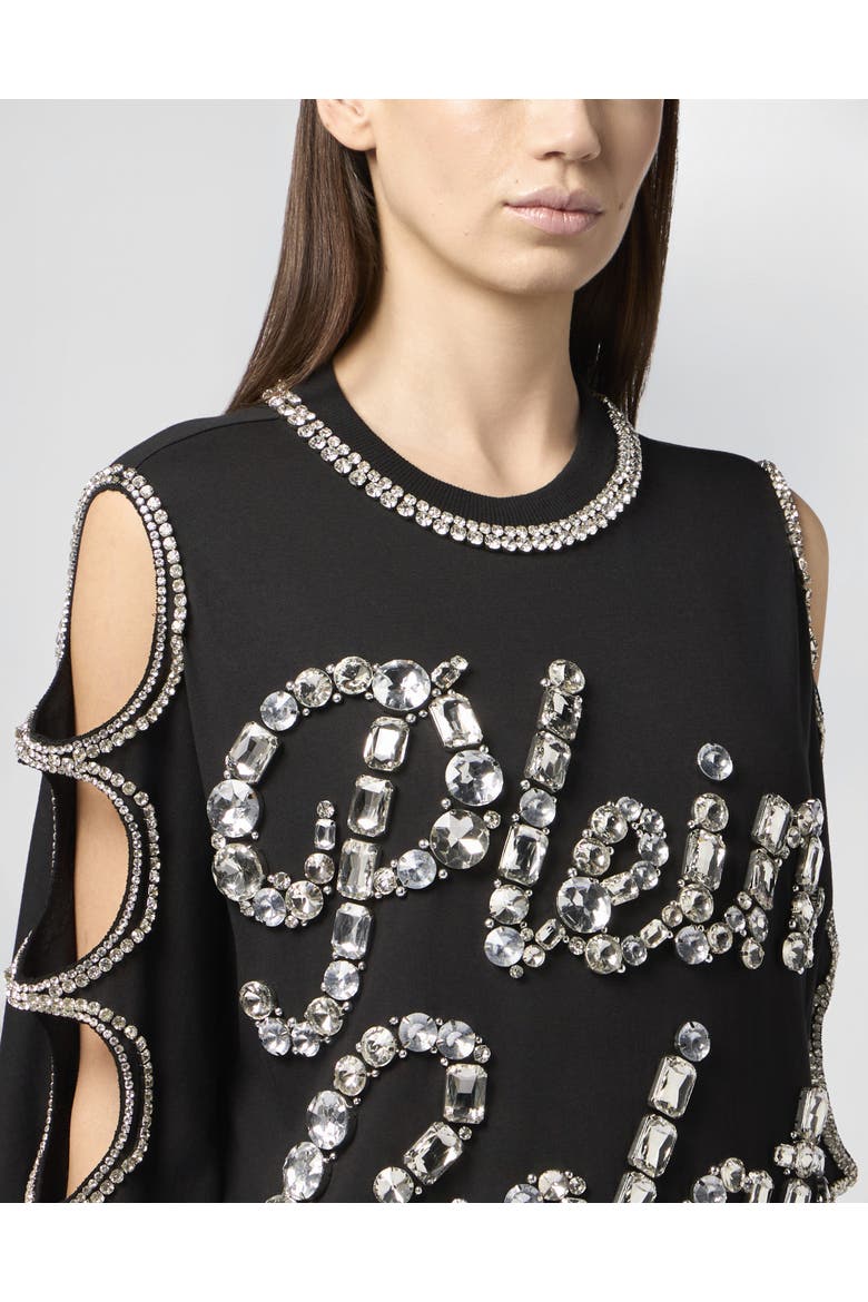 Mini T-Shirt Dress Crystal Waves Women, Alternate, color, black