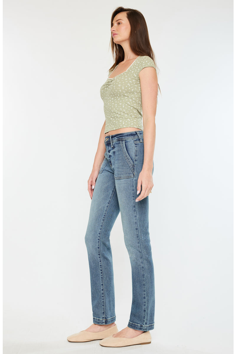 Rachelle Mid Rise Slim Straight Jeans, Alternate, color, Medium Wash