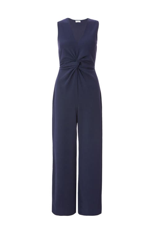Quiz Scuba Crepe Gathered Front Jumpsuit In Navy