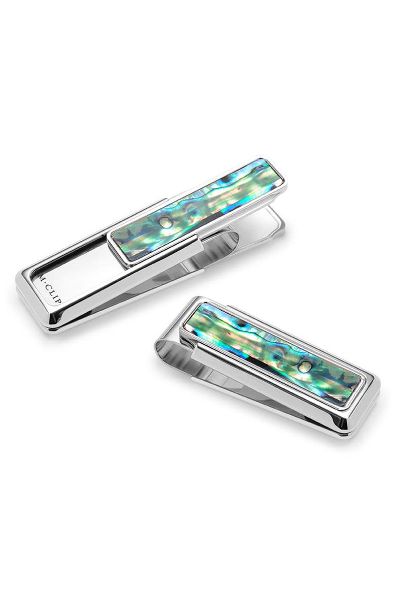 Mother-of-Pearl Inlay Money Clip, Main, color, GREEN