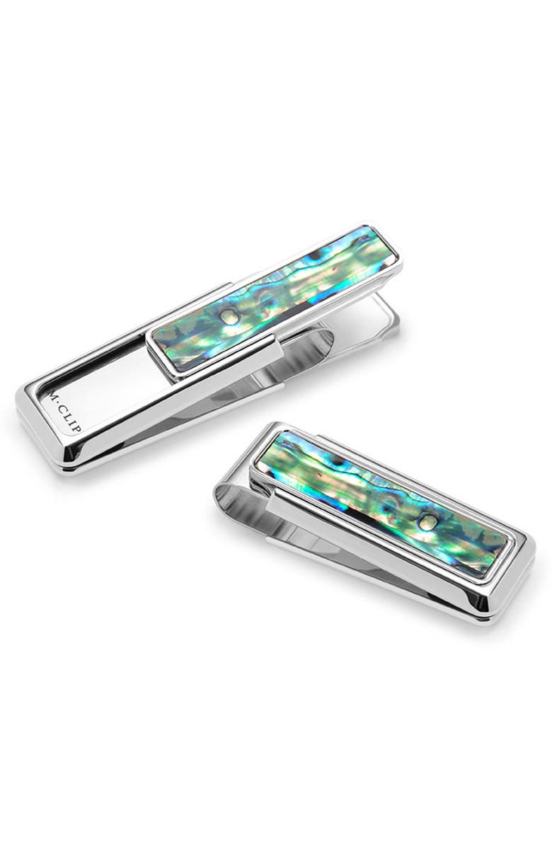 M-Clip<sup>®</sup> Mother-of-Pearl Inlay Money Clip, Main, color, Green