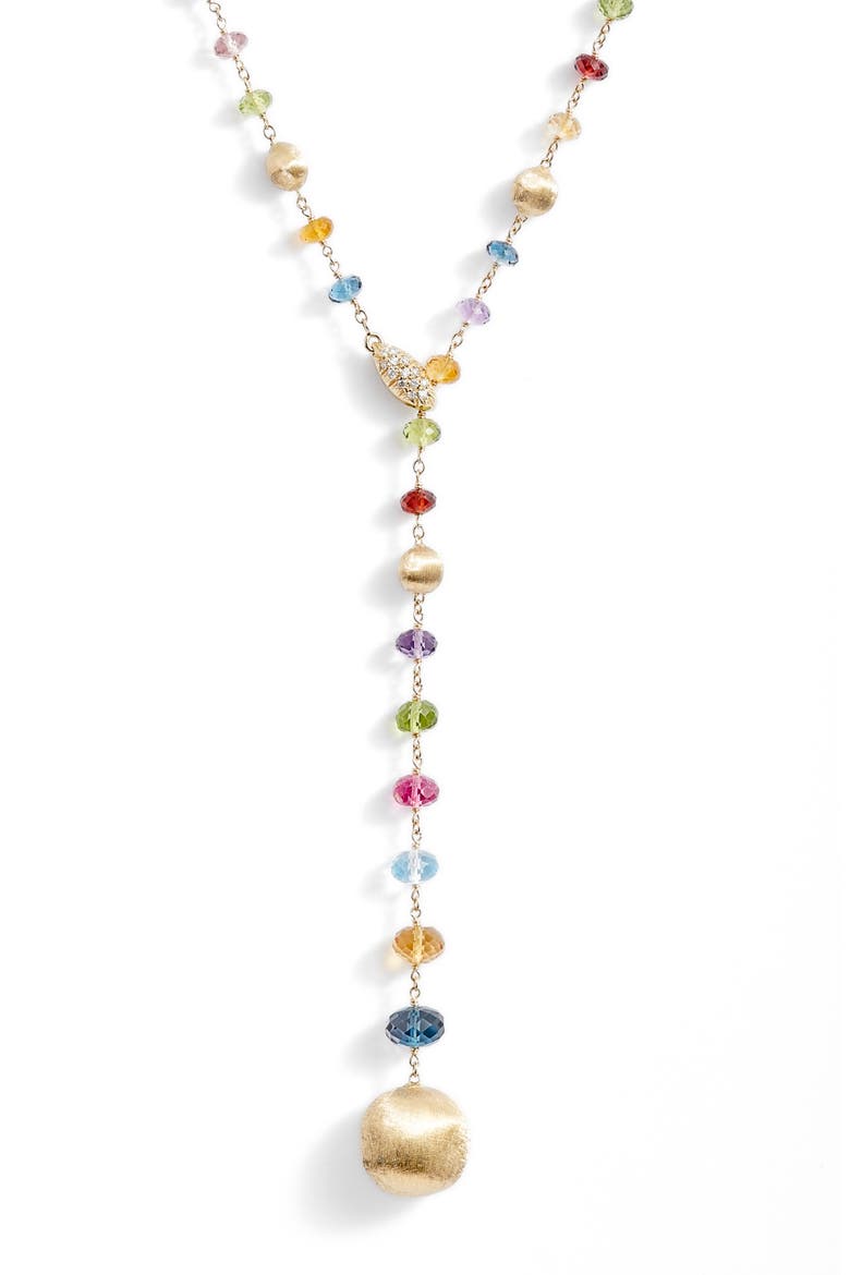 Africa Semiprecious Stone Lariat Necklace, Alternate, color, YELLOW GOLD
