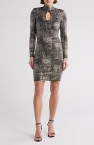 Vince Camuto Metallic Long Sleeve Cocktail Dress