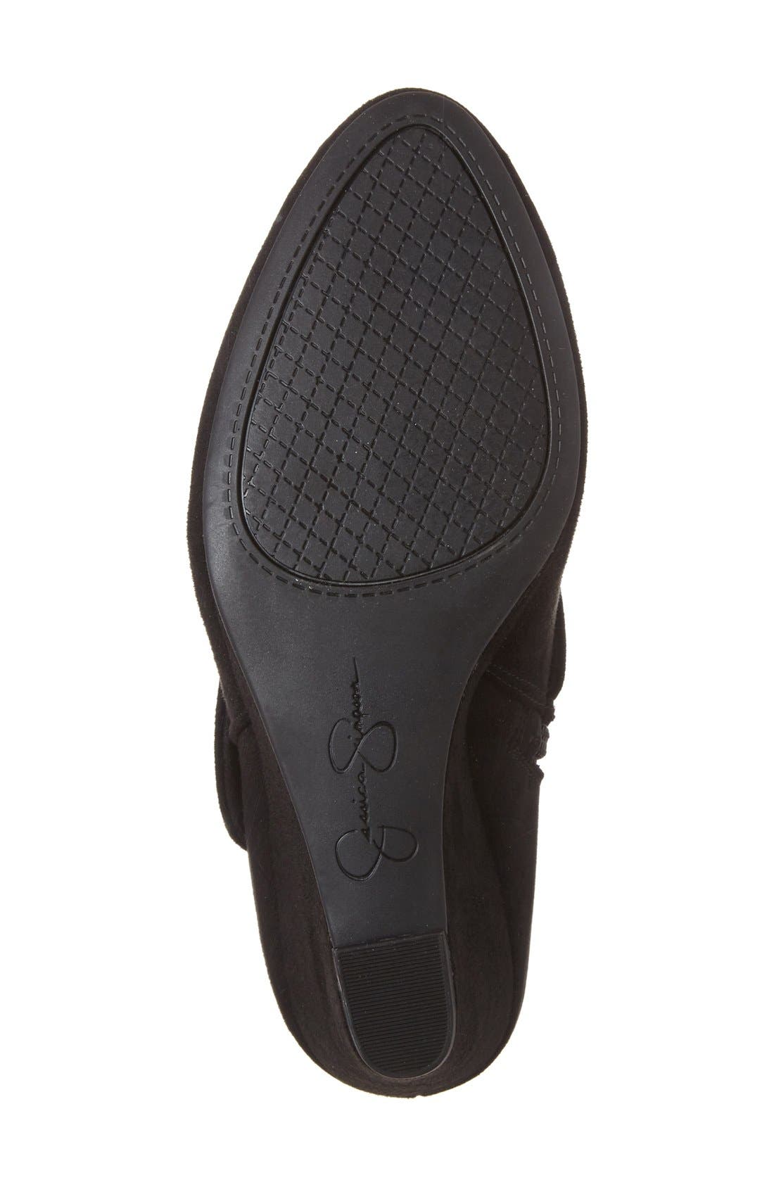 'Reaca' Cuffed Wedge Bootie, Alternate, color, BLACK SUEDE