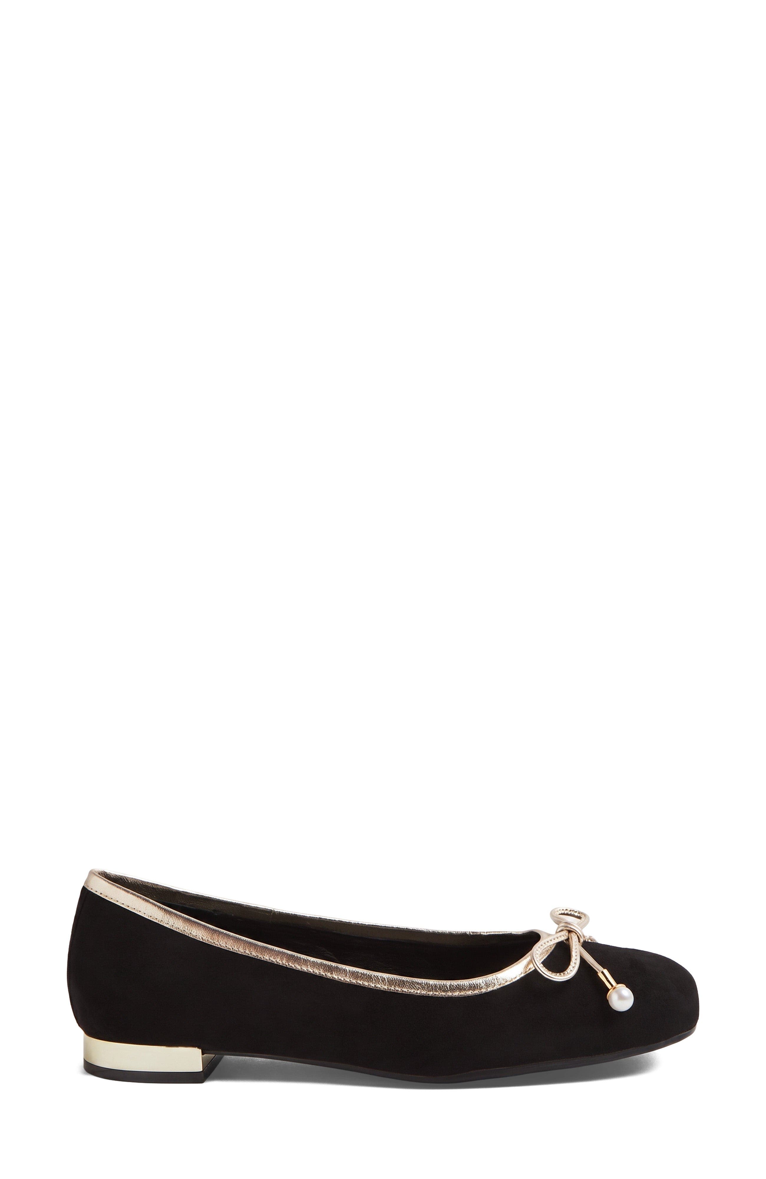 Foyars Ballet Flat, Alternate, color, Black Gold WR Suede
