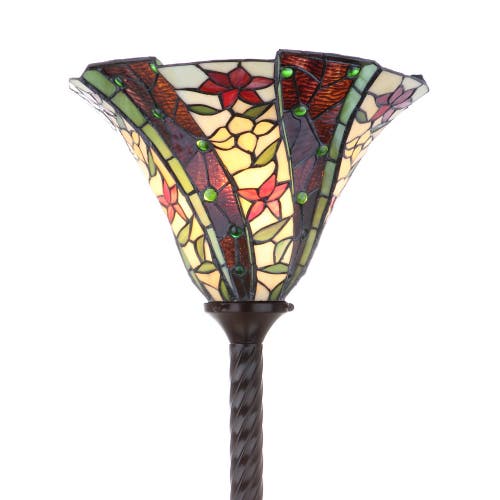 Jonathan Y Williams Tiffany-style 71" Torchiere Led Floor Lamp, Bronze In Bronze