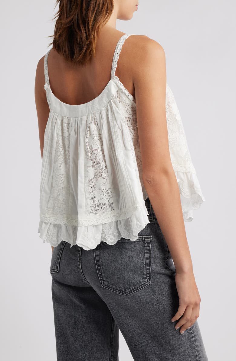 Topshop Floral Embroidered Cotton Tank, Alternate, color,